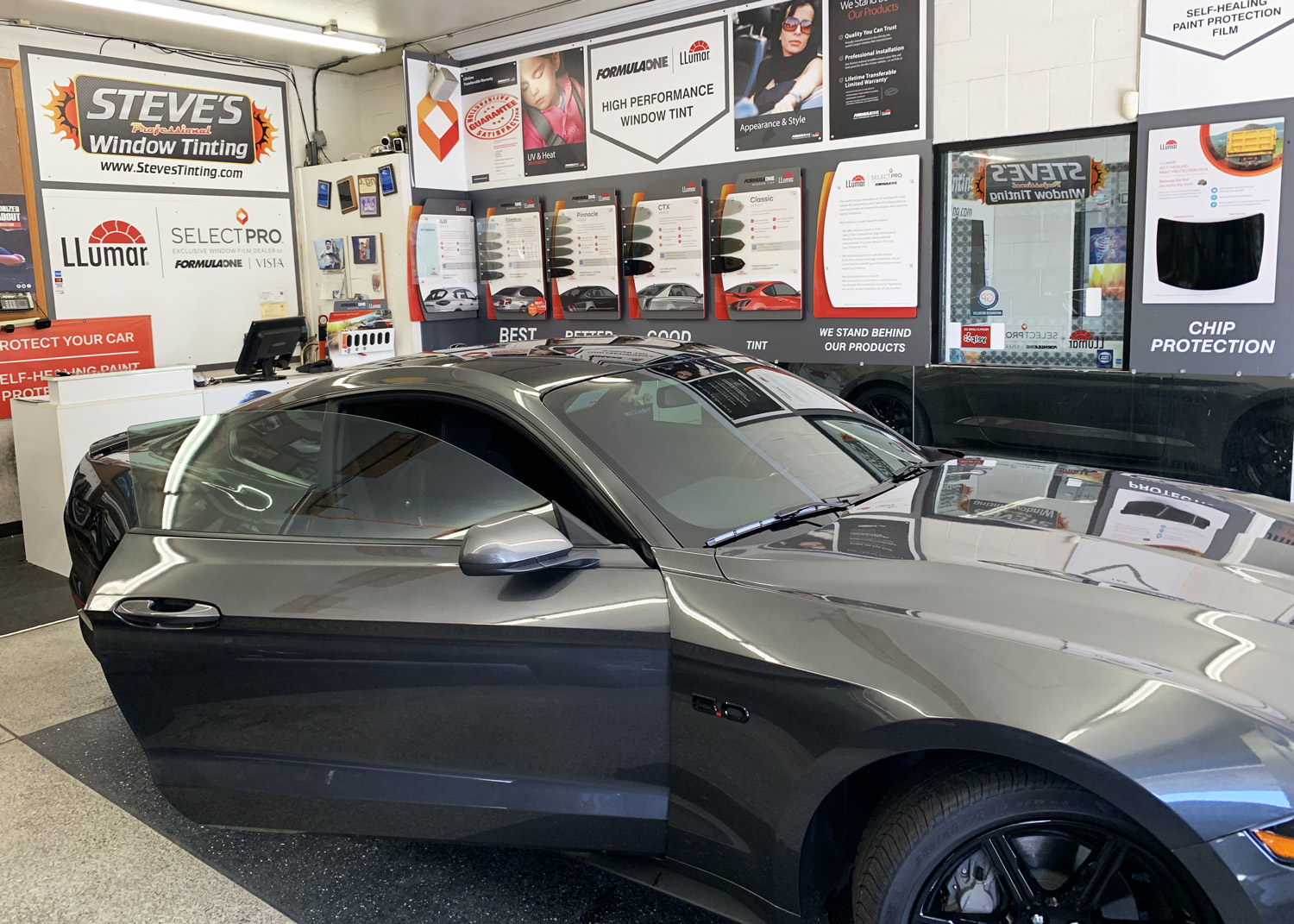 Ford Mustang with sun protection window tint